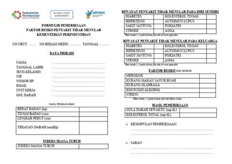 Formulir Pemeriksaan Ptm Revisi 26 Juli 23 Jam 14 Pdf