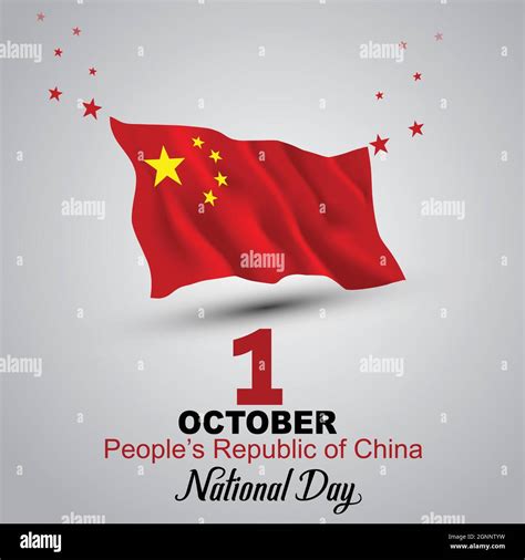 1st October China Happy National Day Greeting Design Waving Chinese