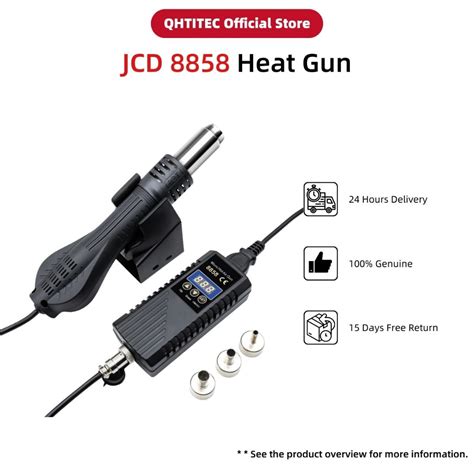 JCD Adjustable Temperature Heat Gun Rework Station 8858 Hot Air Gun Digital Solder Soldering