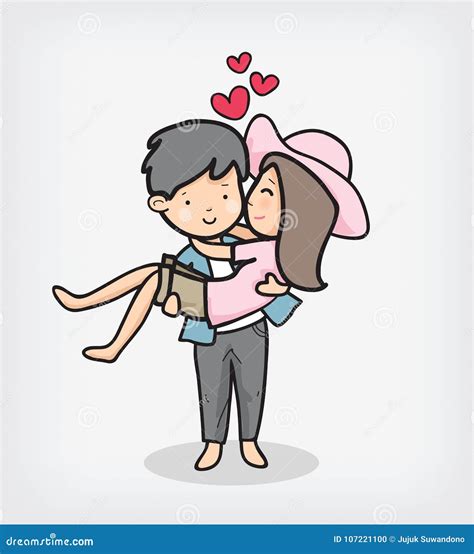 Couple Cartoon in Valentine Day Stock Vector - Illustration of holing ...