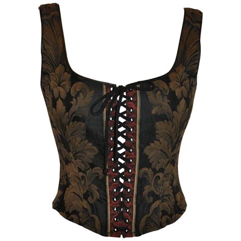 Gigi Clark Lace Up With Hook And Eye Leather Accent Multi Color Corset