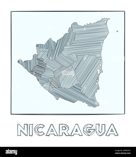 Sketch Map Of Nicaragua Grayscale Hand Drawn Map Of The Country