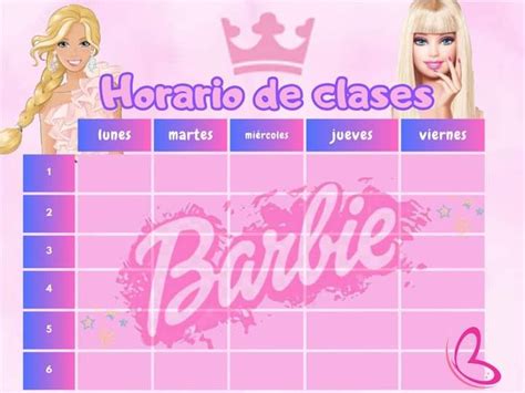 Horario Barbie Horario Escolar Imprimible Horario De Clases Barbie