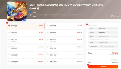 How To Topup The Saint Seiya Legend Of Justice W Coins Wanda Cinemas