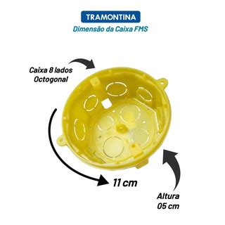 Caixa De Luz Fms Octogonal 4x4 Amarelo Tramontina Embutir Antichamas