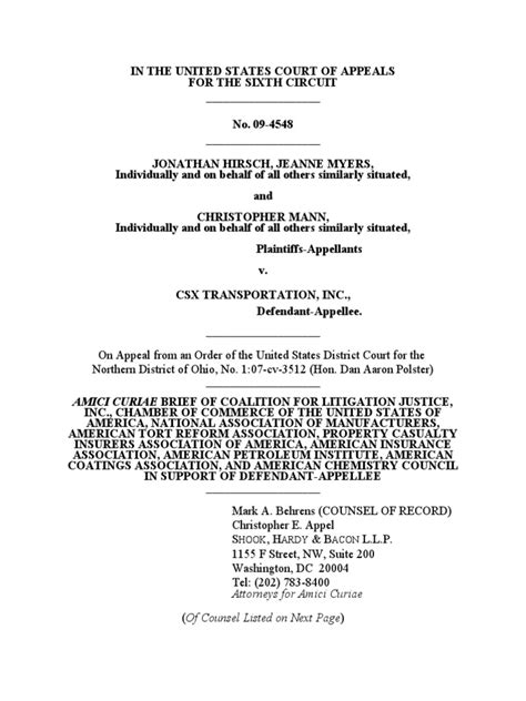 Dc 177564 V2 Sixth Circuit Medical Monitoring Amicus Brief Mann V Csx