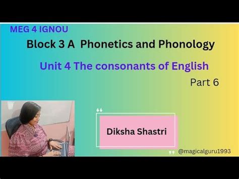 Unit The Consonants In English Meg Block A Phonetics And