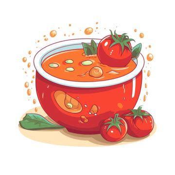 Tomato Soup Sticker Clipart Bowl Of Tomato Soup And Vegetables In A