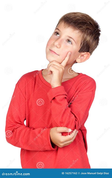 Niño Pensativo Con El Pelo Rubio Fotografía de archivo Imagen 16257162