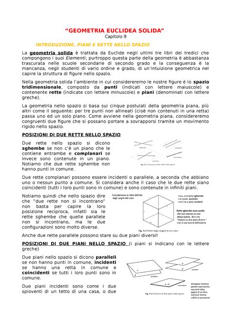 Geometria Euclidea Solida Geometria Euclidea Solida Capitolo