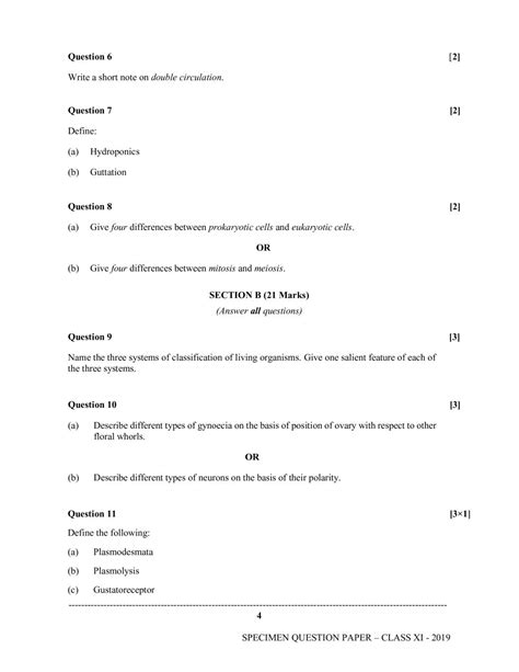 Isc Biology Specimen Paper 2025 Pdf Cisce Class 11 Biology Sample Paper Aglasem