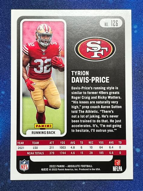 Absolute Rookie Rc Tyrion Davis Price San Francisco Ers