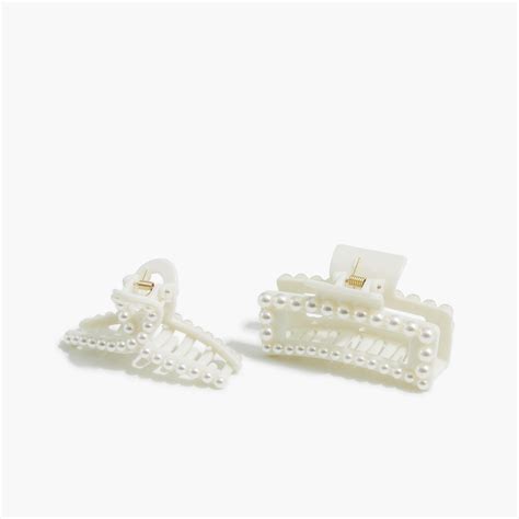 J Crew Pearl Claw Clips Set In White Lyst