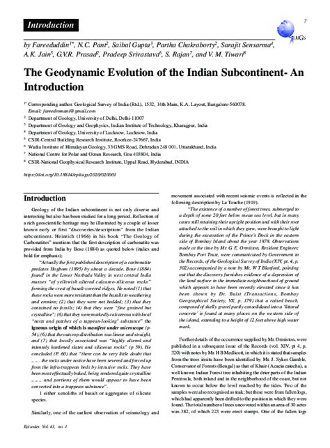 Pdf The Geodynamic Evolution Of The Indian Subcontinent An Introduction