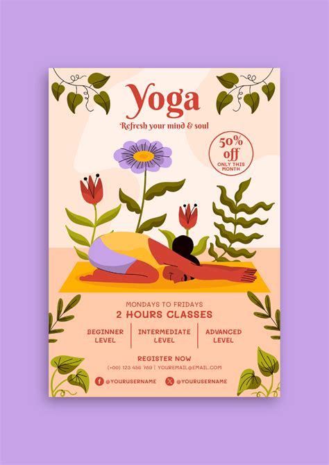 Personalize Online This Creative Floral Yoga Flyer Layout