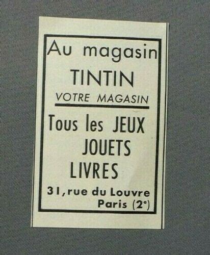 Pub Publicite Ancienne Advert Clipping Au Magasin Tintin Jeux