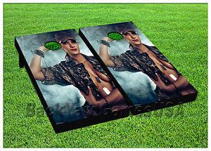 VINYL Super Strong Sexy Army Lady WRAPS CORNHOLE BEANBAG Boards 986 EBay