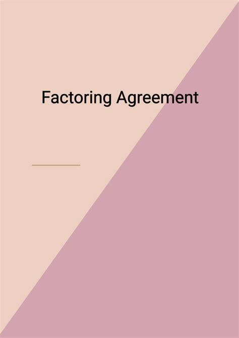 Factoring Agreement Template In Word Doc Neutral DocPro