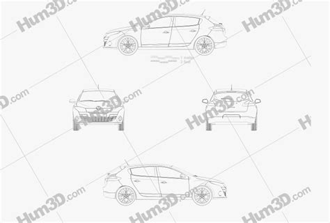 Renault Megane Hatchback 2013 Blueprint 3DModels Org