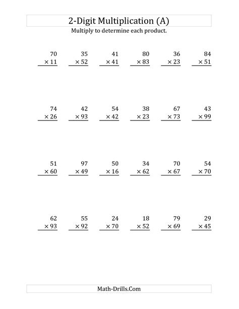 Multiply 3 Digit By 2 Digit Worksheet