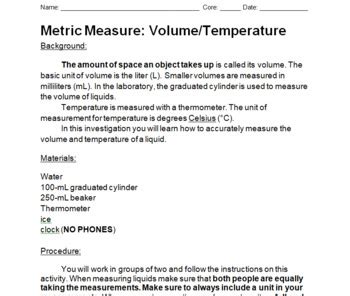 Measuring Volume Lab -- Graduated Cylinder Metric Measure by LessonExpress