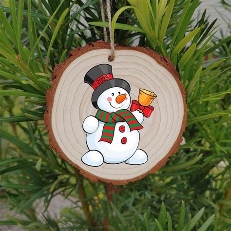 2023 Snowman Christmas Wood Slice Ornament Snowman Ornament 2023