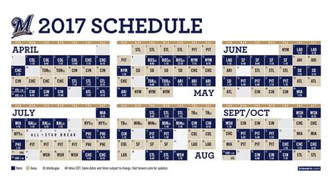 Brewers Schedule Printable Lela Shawna