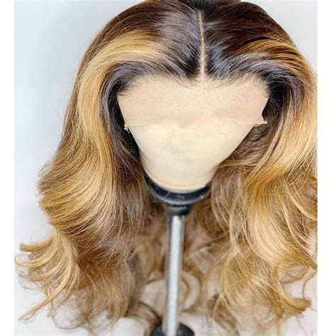 Honey Blonde Lace Front Wig Glueless Silk Base Wigs Human Hair Ombre