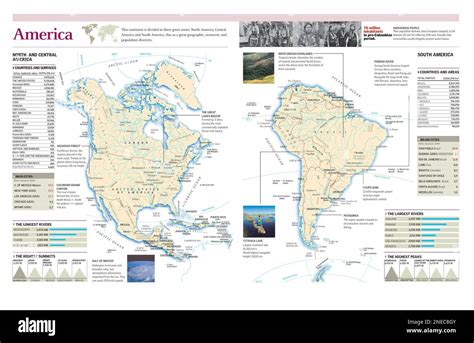 Physical And Political Map Of America With The Surface Of Each Country