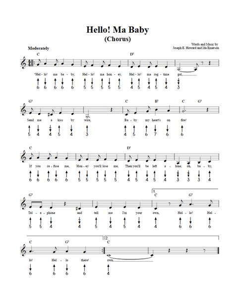 Hello Ma Baby Chords Sheet Music And Tab For Harmonica With Lyrics