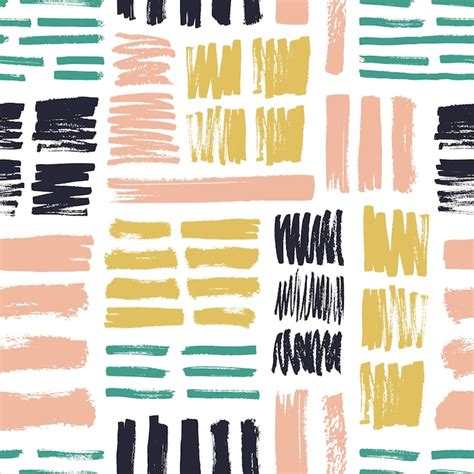 Premium Vector Seamless Pattern With Bright Colored Brush Strokes On