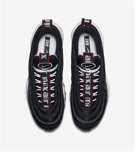 Nike Air Max 97 Premium 'Black & Varsity Red & White' Release. Nike⁠+ SNKRS