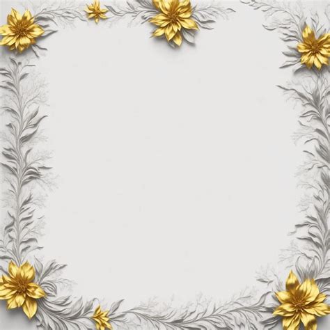 Un Fondo Blanco Con Flores Y Hojas Doradas Vector Premium