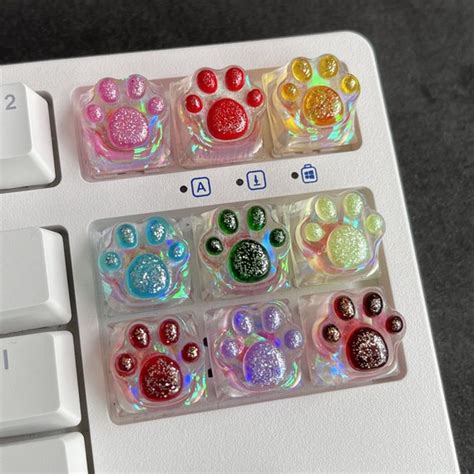 Rainbow Cat Paw Pink Keycaps Cat Paw Keycaps Cute Keycap - Etsy