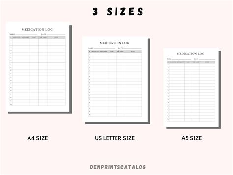 Printable Medication Log Ready To Print Medication Log Chart Etsy Uk