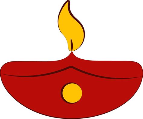 Burning Oil Lamp Flat Icon In Red And Yellow Vector Art At