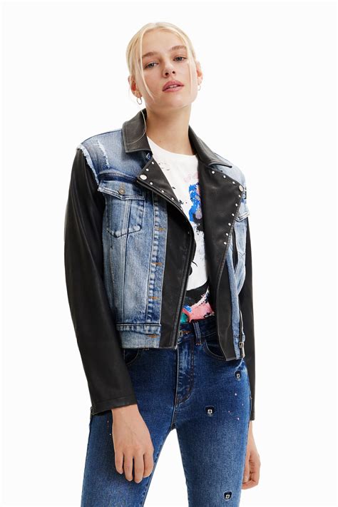 Desigual Mickey Mouse Hybrid Denim Jacket In Blue ModeSens