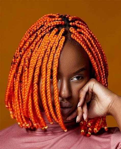 Orange Is Orange ° Bob Box Braids Styles Short Box Braids Jumbo Box