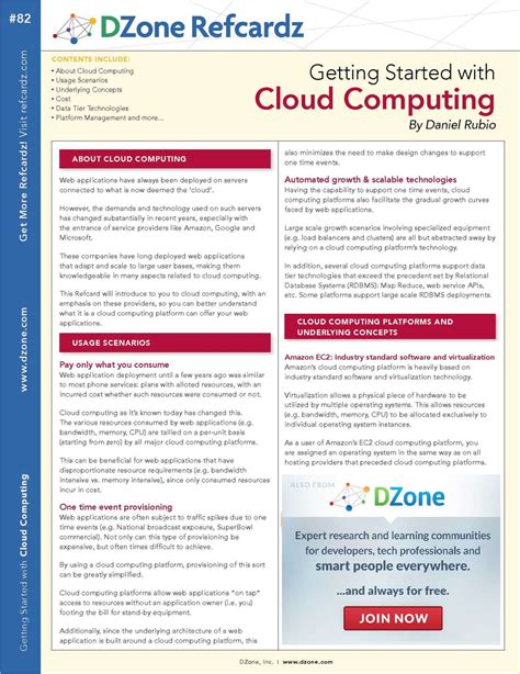 Getting Started With Cloud Computing Free Cheat Sheet