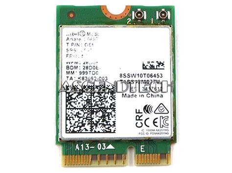 AX201NGW G86C0007TD10 | Intel AX201NGW WiFi 6 Card G86C0007TD10
