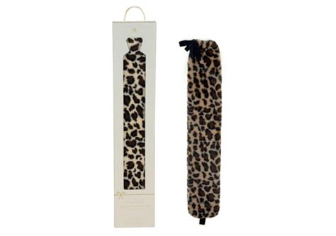Aroma Home Long Hot Water Bottle Leopard Print Faux Fur 12X2 5X76 5Cm SE Waite And Son