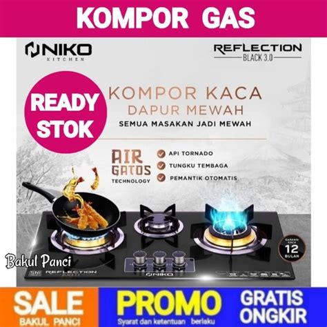 Jual NIKO KOMPOR GAS TANAM 3 TUNGKU GAS STOVE KOMPOR KACA