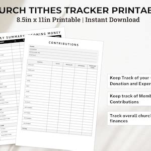 Church Tithe Tracker Giving Log Tithes And Offering Tracker