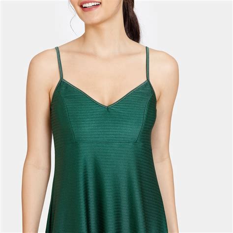 Buy Zivame Non Padded Wirefree Relaxed Fit Babydoll With Bikini Panty Dark Green Online