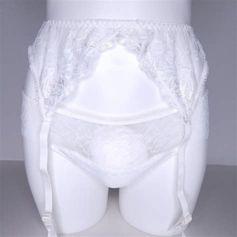 Ivory Glitter Lace Garter Belt Men Women Matching Lingerie Sets Men