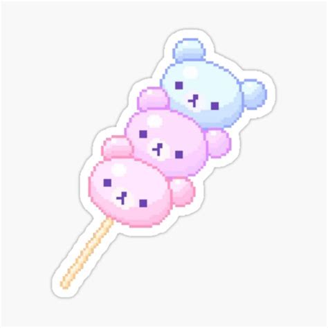 Kawaii Pixel Art Bear Skewer Sticker By Sabri Alba Redbubble