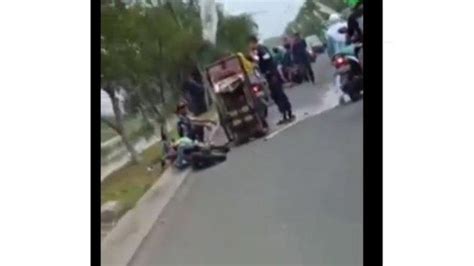 Viral Video Satpam Pakai Trail Tabrak Gerobak Bakso Hingga Terjungkal