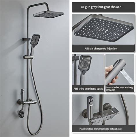 Matte Gray Fashion Shower Faucet Piano Key Speed Hot And Cold Faucet Bath Machine Household