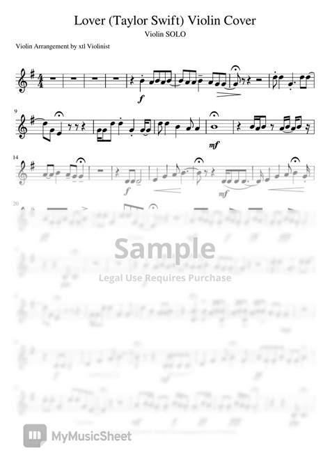 Lover Taylor Swift Violin Sheet Music Sheets