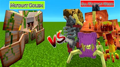 Mutant 😨golem Vs All Mutant 😮mobs Battle In Minecraft Minecraft 120 Mob Battle Minecraft